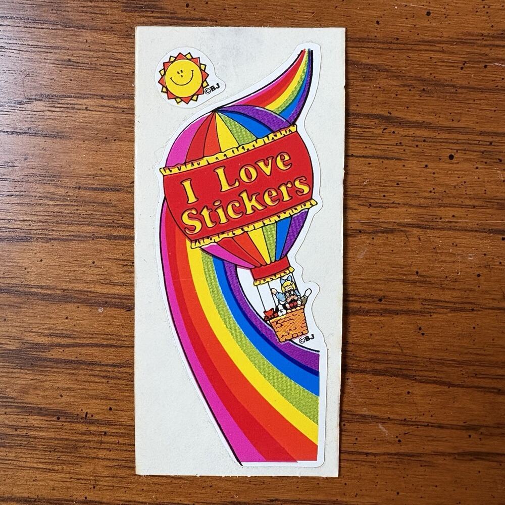 Vtg 80s BJ Sticker Lot Prism Foil Gumball Rainbow Cupcakes Bear Hearts Bugs - Picture 9 of 9
